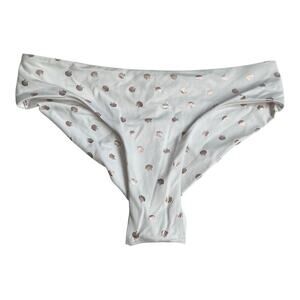 Womens extra small white cheeky bikini bottom rose gold seashell pattern​